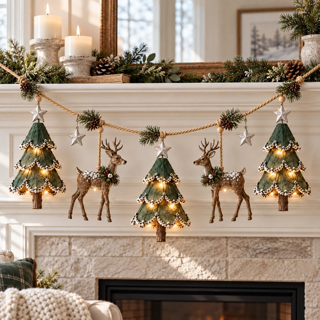 🔥LAST DAY 49% OFF ✨ Enchanted Lighted Woodland Christmas Garland