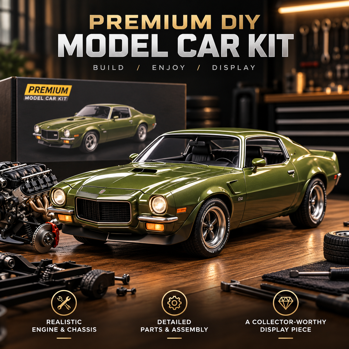🎁Last Day 49% OFF🏁🚗 DIY Classic Muscle Car Model Kit – Build & Display