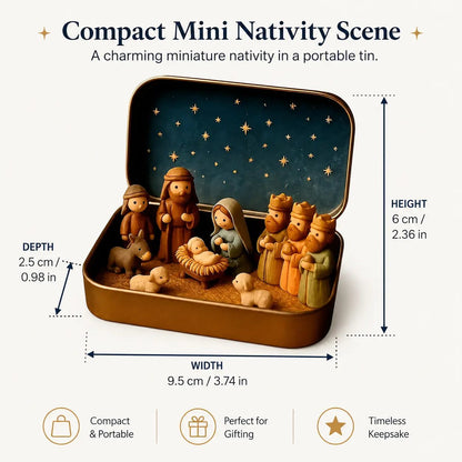🎁Last Day 49% OFF🔥✝️ Scatolina ricordo con mini presepe — Set tascabile della Sacra Famiglia natalizia