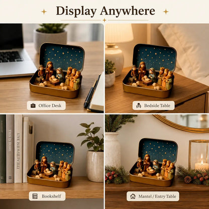 🎁Last Day 49% OFF🔥✝️ Scatolina ricordo con mini presepe — Set tascabile della Sacra Famiglia natalizia