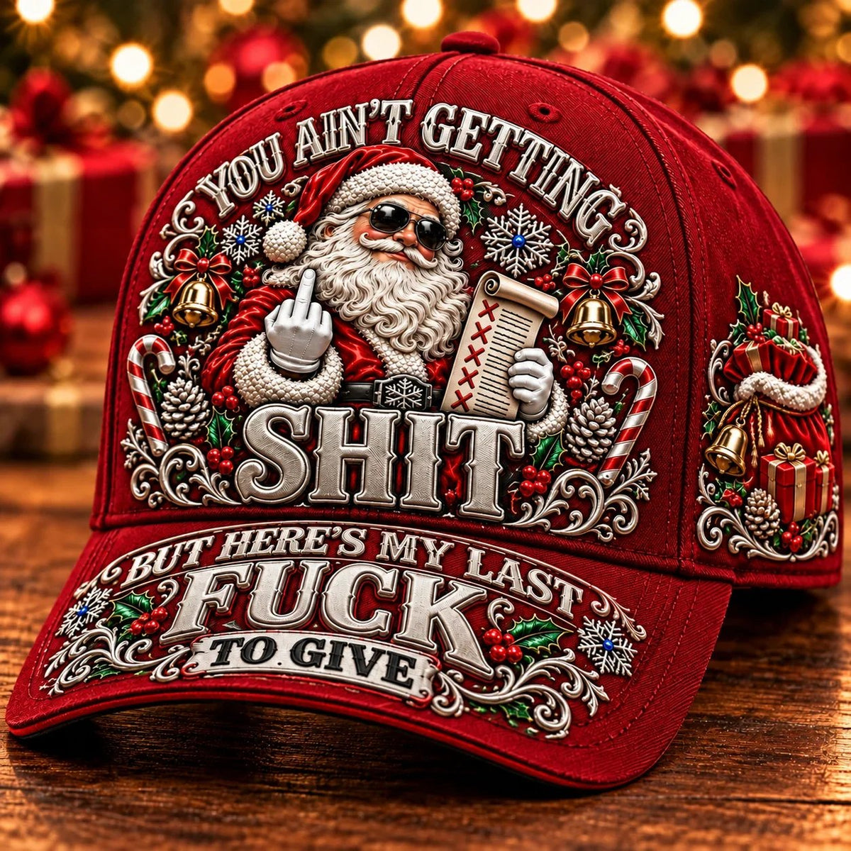 🎁Last Day 49% OFF🔥🎄Santa’s Last Gift Adult Humor Christmas Cap — 🎅You Ain’t Getting Shit