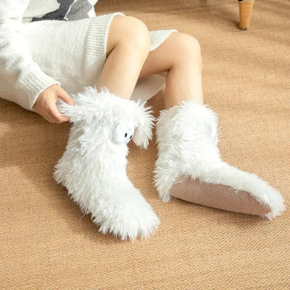 ✨⏳Last Day Promotion💕Women's Plush Slippers Socks Floor Socks Winter Home Indoor Thickened Fleece-Lined Anti-Slip Adult Women's Plush Snow Socks Shoe Covers