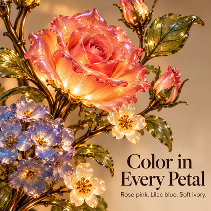 🎁Last Day 49% OFF🔥🌹✨ Eternal Bloom – Vintage Rose & Cardinal Table Lamp