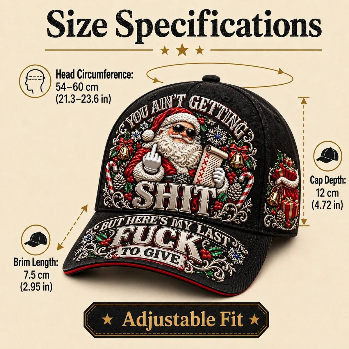 🎁Last Day 49% OFF🔥🎄Santa’s Last Gift Adult Humor Christmas Cap — 🎅You Ain’t Getting Shit