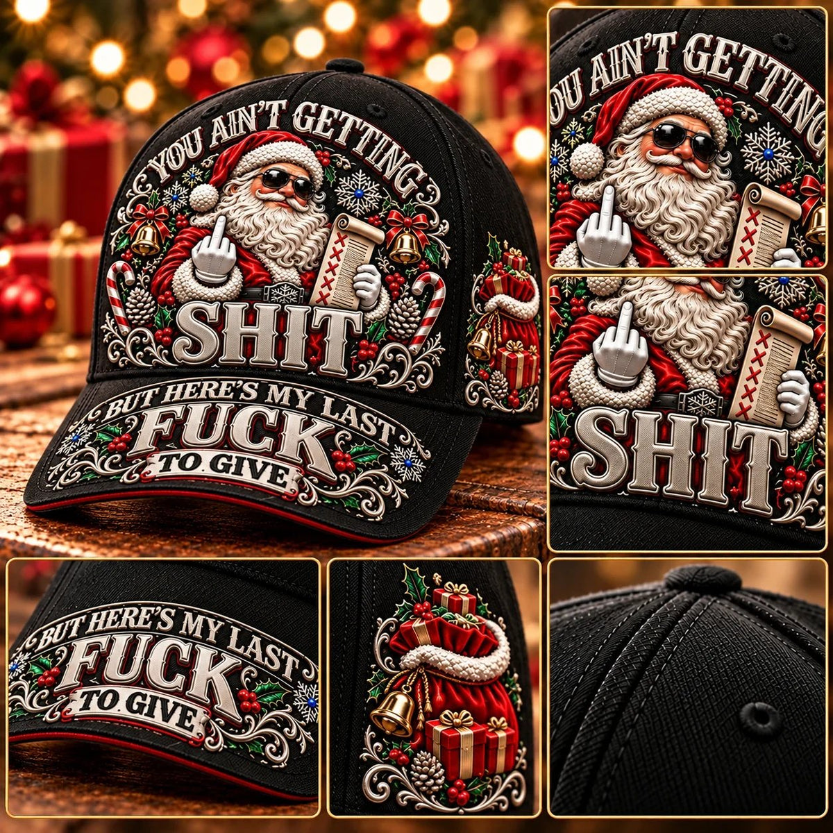 🎁Last Day 49% OFF🔥🎄Santa’s Last Gift Adult Humor Christmas Cap — 🎅You Ain’t Getting Shit
