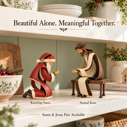 🔥LAST DAY 49% OFF✝️🎅Santa Kneeling Before Jesus Christmas Figurines