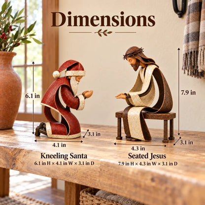 🔥LAST DAY 49% OFF✝️🎅Santa Kneeling Before Jesus Christmas Figurines