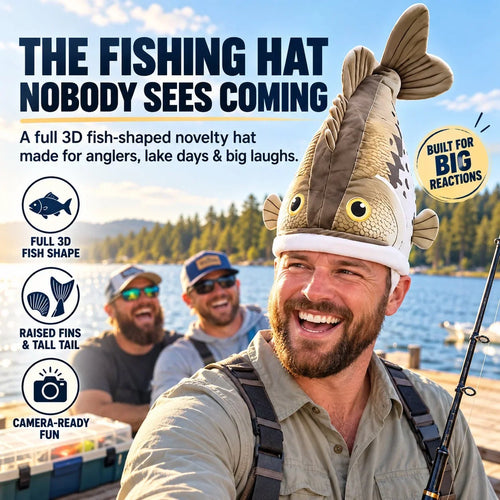 🔥Last day 70% OFF🐟 Funny 3D Fish Hat — Funny Fishing Gift for Anglers, Lake Days & Parties