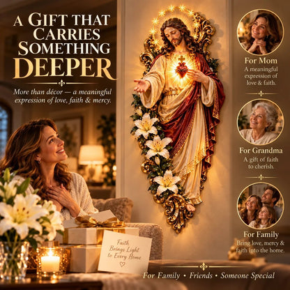 🔥HOT SALE🔥 50% OFF - ✨ Sacred Heart of Jesus 3D Lighted Wall Décor