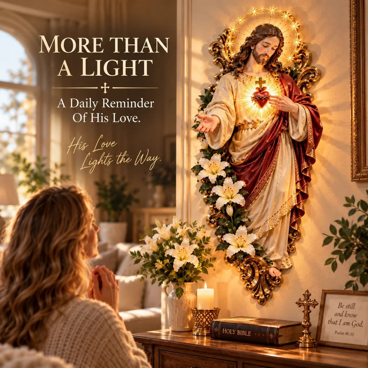 🔥HOT SALE🔥 50% OFF - ✨ Sacred Heart of Jesus 3D Lighted Wall Décor