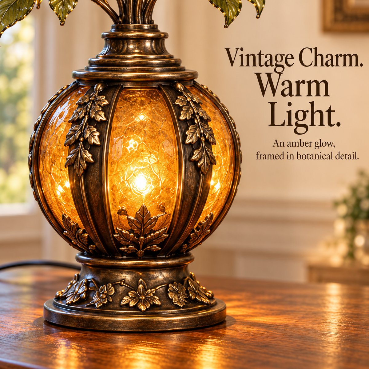 🎁Last Day 49% OFF🔥🌹✨ Eternal Bloom – Vintage Rose & Cardinal Table Lamp