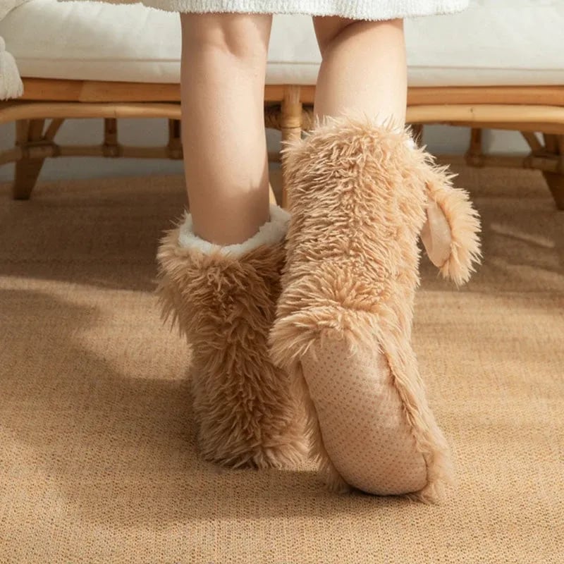 ✨⏳Last Day Promotion💕Women's Plush Slippers Socks Floor Socks Winter Home Indoor Thickened Fleece-Lined Anti-Slip Adult Women's Plush Snow Socks Shoe Covers