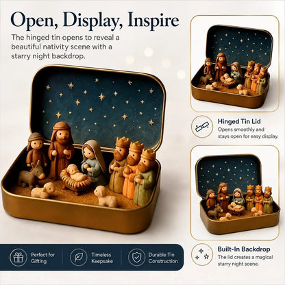 🎁Last Day 49% OFF🔥✝️ Scatolina ricordo con mini presepe — Set tascabile della Sacra Famiglia natalizia