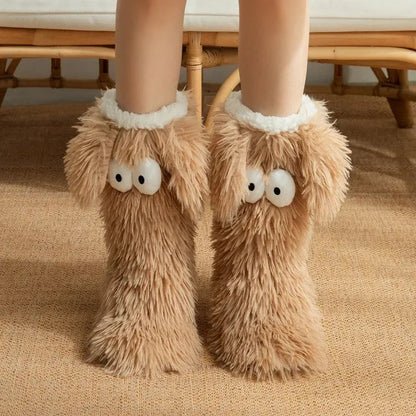 ✨⏳Last Day Promotion💕Women's Plush Slippers Socks Floor Socks Winter Home Indoor Thickened Fleece-Lined Anti-Slip Adult Women's Plush Snow Socks Shoe Covers