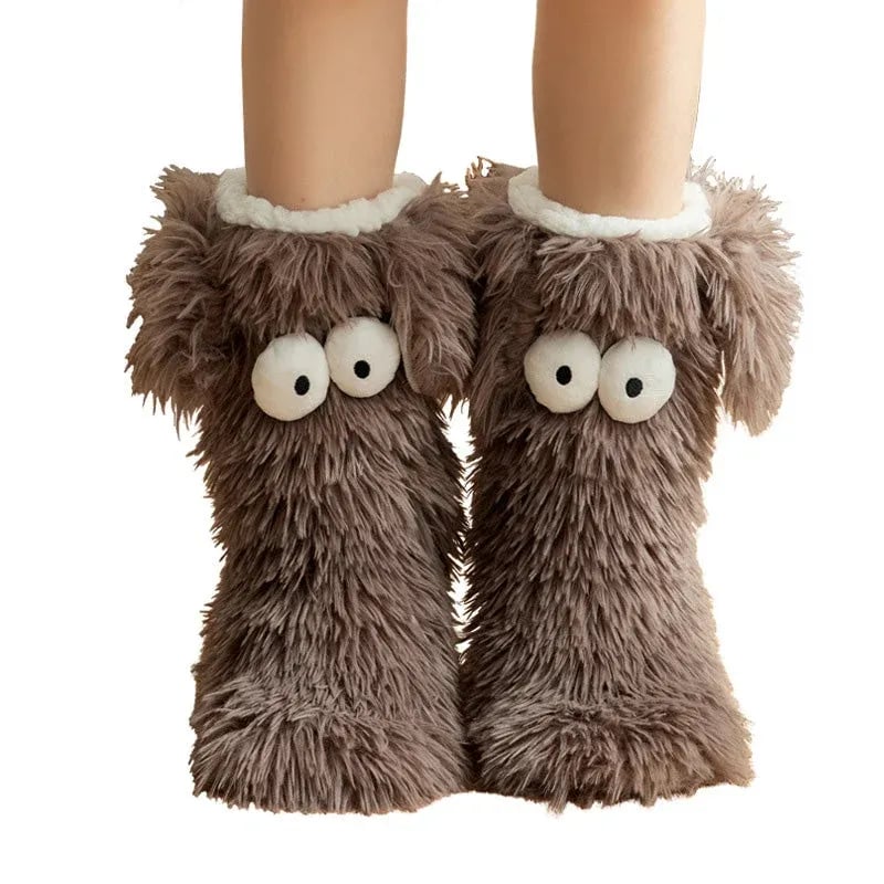 ✨⏳Last Day Promotion💕Women's Plush Slippers Socks Floor Socks Winter Home Indoor Thickened Fleece-Lined Anti-Slip Adult Women's Plush Snow Socks Shoe Covers
