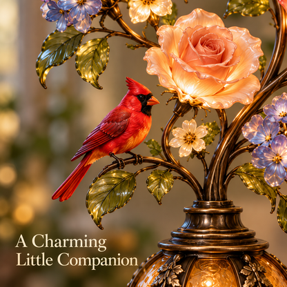 🎁Last Day 49% OFF🔥🌹✨ Eternal Bloom – Vintage Rose & Cardinal Table Lamp
