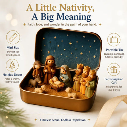 🎁Last Day 49% OFF🔥✝️ Scatolina ricordo con mini presepe — Set tascabile della Sacra Famiglia natalizia