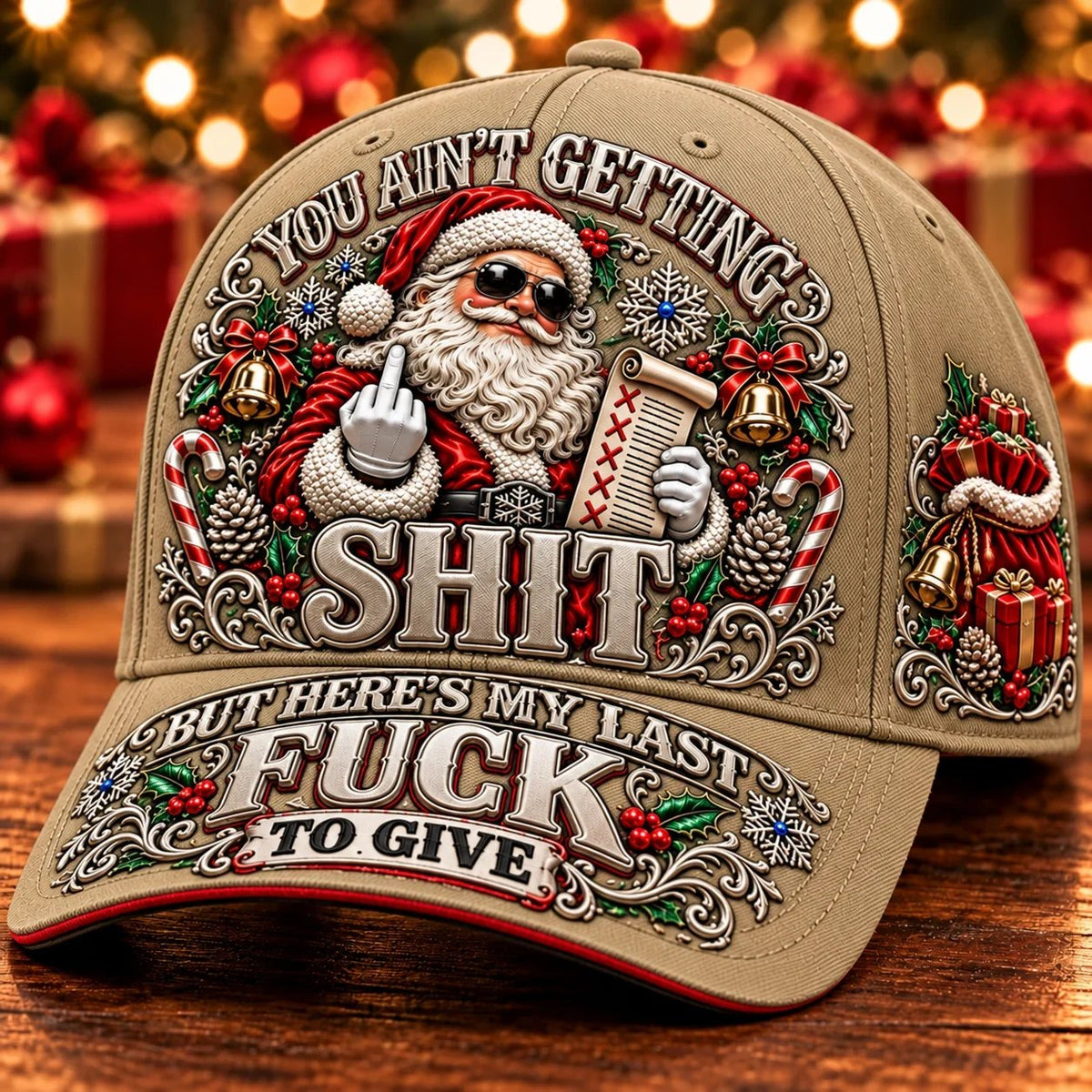 🎁Last Day 49% OFF🔥🎄Santa’s Last Gift Adult Humor Christmas Cap — 🎅You Ain’t Getting Shit