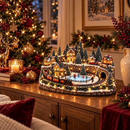 🔥 LAST DAY 50% OFF 🔥 Animated Holiday Train & Ice Rink Scene