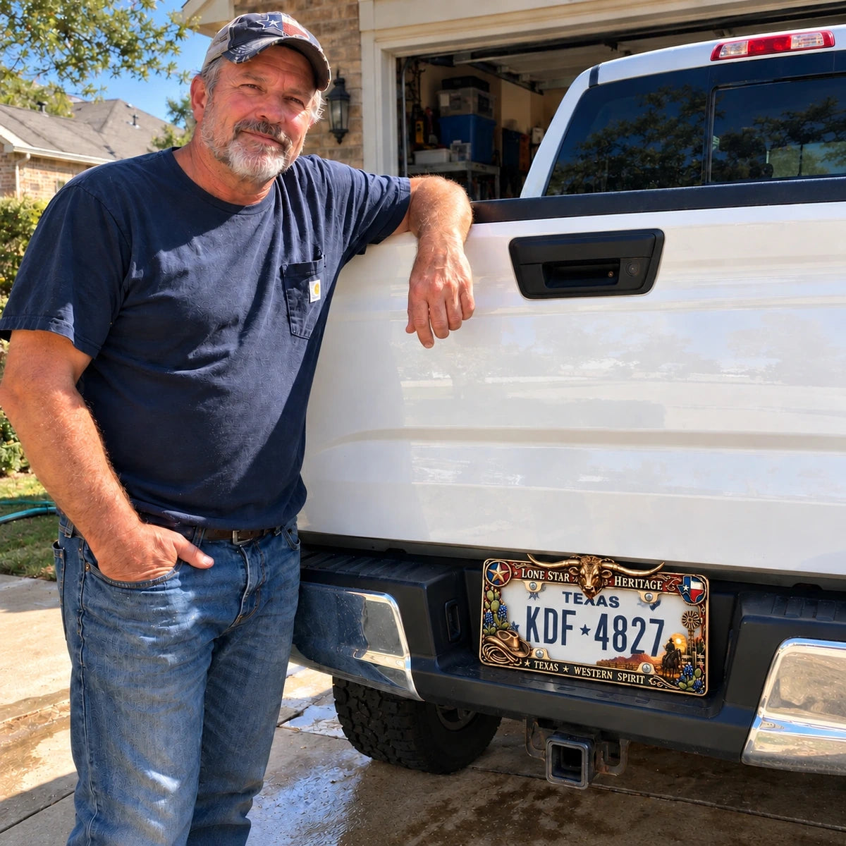🐂 Texas Longhorn Western Metal License Plate Frame – Vintage Cowboy & Lone Star Ranch Gift 🤠