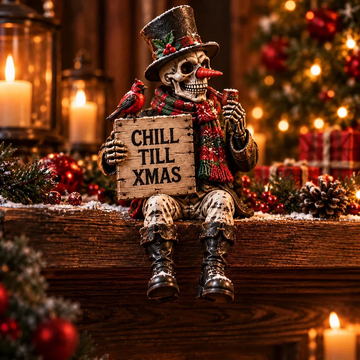 💀🎄 Naughty Christmas Skeletons – 6-Style Gothic Holiday Shelf Sitters, Funny Mantel Decor & Unique Christmas Gifts 🎁